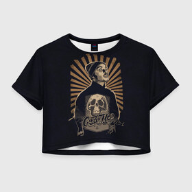 Женская футболка 3D укороченная с принтом Смоки Мо в Курске, 100% полиэстер | круглая горловина, длина футболки до линии талии, рукава с отворотами | 