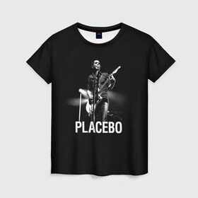 Женская футболка 3D с принтом Placebo в Курске, 100% полиэфир ( синтетическое хлопкоподобное полотно) | прямой крой, круглый вырез горловины, длина до линии бедер | placebo | альтернативный | брайан молко | инди | индирок | плацебо | рок