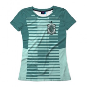 Женская футболка 3D с принтом Испания - форма вратаря - ЧМ-2018 в Курске, 100% полиэфир ( синтетическое хлопкоподобное полотно) | прямой крой, круглый вырез горловины, длина до линии бедер | сборная испании | форма вратаря | футбол | футбольная форма