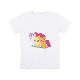 Детская футболка хлопок с принтом Пони малышки в Курске, 100% хлопок | круглый вырез горловины, полуприлегающий силуэт, длина до линии бедер | 