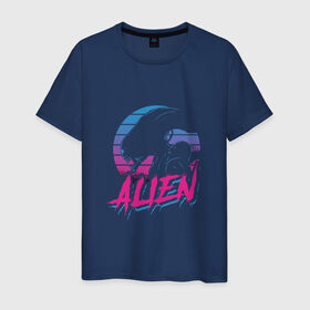 Мужская футболка хлопок с принтом Alien 80 в Курске, 100% хлопок | прямой крой, круглый вырез горловины, длина до линии бедер, слегка спущенное плечо. | 80е | alien | вэйв | мода | ретро | ридли | скотт | хищник | чужой