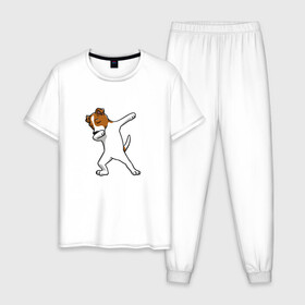 Мужская пижама хлопок с принтом джек победитель в Курске, 100% хлопок | брюки и футболка прямого кроя, без карманов, на брюках мягкая резинка на поясе и по низу штанин
 | джек | джек рассел | рассел | терьер