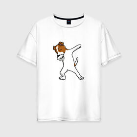 Женская футболка хлопок Oversize с принтом джек победитель в Курске, 100% хлопок | свободный крой, круглый ворот, спущенный рукав, длина до линии бедер
 | джек | джек рассел | рассел | терьер