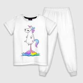 Детская пижама хлопок с принтом Единорог радуга в Курске, 100% хлопок |  брюки и футболка прямого кроя, без карманов, на брюках мягкая резинка на поясе и по низу штанин
 | rainbow | unicorn | радужный