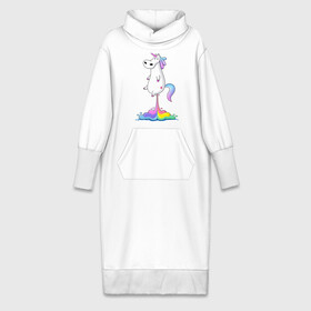 Платье удлиненное хлопок с принтом Единорог радуга в Курске,  |  | rainbow | unicorn | радужный