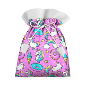 Подарочный 3D мешок с принтом Котики и Единороги в Курске, 100% полиэстер | Размер: 29*39 см | единорог | мороженое | пони | пончики | радуга | розовый