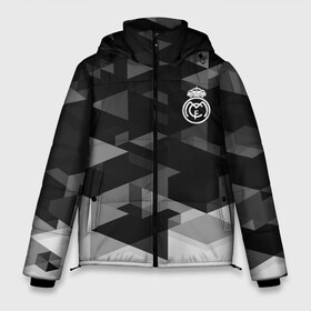 Мужская зимняя куртка 3D с принтом Real Madrid Geometry Sport в Курске, верх — 100% полиэстер; подкладка — 100% полиэстер; утеплитель — 100% полиэстер | длина ниже бедра, свободный силуэт Оверсайз. Есть воротник-стойка, отстегивающийся капюшон и ветрозащитная планка. 

Боковые карманы с листочкой на кнопках и внутренний карман на молнии. | Тематика изображения на принте: abstraction | championship | fc | football | footer | polygon | real madrid | soccer | socker | sport | абстракция | одежда | спорт | спортивный | униформа | футбол | футбольный клуб | чемпионат