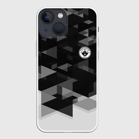 Чехол для iPhone 13 mini с принтом Manchester city Geometry Sport в Курске,  |  | abstraction | championship | fc | football | footer | manchester city | polygon | soccer | socker | sport | абстракция | одежда | спорт | спортивный | униформа | футбол | футбольный клуб | чемпионат