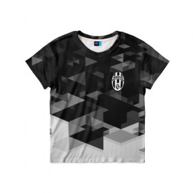 Детская футболка 3D с принтом Juventus Geometry Sport в Курске, 100% гипоаллергенный полиэфир | прямой крой, круглый вырез горловины, длина до линии бедер, чуть спущенное плечо, ткань немного тянется | 