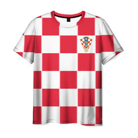 Мужская футболка 3D с принтом Хорватия домашняя форма 2018 в Курске, 100% полиэфир | прямой крой, круглый вырез горловины, длина до линии бедер | 