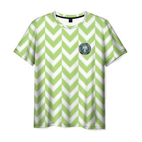 Мужская футболка 3D с принтом Домашняя форма сборной Нигерии в Курске, 100% полиэфир | прямой крой, круглый вырез горловины, длина до линии бедер | чемпионат по футболу