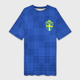 Платье-футболка 3D с принтом Швеция гостевая форма ЧМ 2018 в Курске,  |  | гостевая форма | сборная швеции | футбольная форма | швеция
