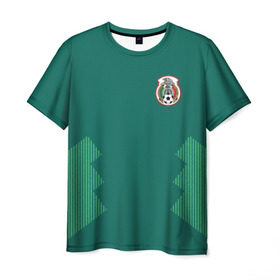 Мужская футболка 3D с принтом Домашняя форма сборной Мексики в Курске, 100% полиэфир | прямой крой, круглый вырез горловины, длина до линии бедер | мексика | сборная мексики | форма мексики | чемпионат по футболу