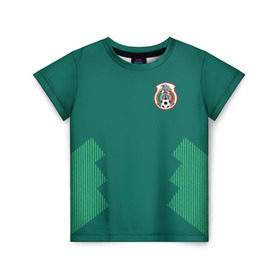 Детская футболка 3D с принтом Домашняя форма сборной Мексики в Курске, 100% гипоаллергенный полиэфир | прямой крой, круглый вырез горловины, длина до линии бедер, чуть спущенное плечо, ткань немного тянется | мексика | сборная мексики | форма мексики | чемпионат по футболу