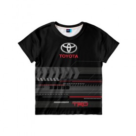 Детская футболка 3D с принтом Toyota 1 в Курске, 100% гипоаллергенный полиэфир | прямой крой, круглый вырез горловины, длина до линии бедер, чуть спущенное плечо, ткань немного тянется | car | toyota | абстракция | авто | графика | дизайн | полосы | протектор | пунктир | след шин | тойота