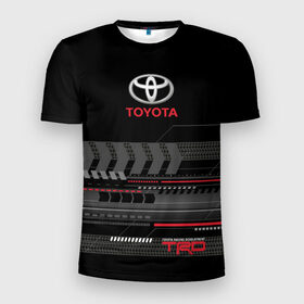 Мужская футболка 3D спортивная с принтом Toyota 1 в Курске, 100% полиэстер с улучшенными характеристиками | приталенный силуэт, круглая горловина, широкие плечи, сужается к линии бедра | car | toyota | абстракция | авто | графика | дизайн | полосы | протектор | пунктир | след шин | тойота