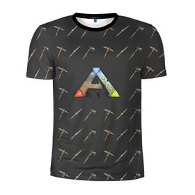 Мужская футболка 3D спортивная с принтом Ark Survival Evolved в Курске, 100% полиэстер с улучшенными характеристиками | приталенный силуэт, круглая горловина, широкие плечи, сужается к линии бедра | Тематика изображения на принте: арк