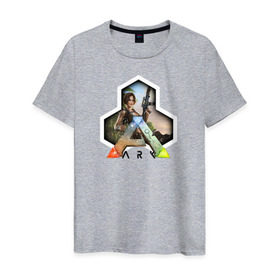 Мужская футболка хлопок с принтом Ark Survival Evolved в Курске, 100% хлопок | прямой крой, круглый вырез горловины, длина до линии бедер, слегка спущенное плечо. | ark survival evolved
