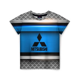 Детская футболка 3D с принтом MITSUBISHI SPORT в Курске, 100% гипоаллергенный полиэфир | прямой крой, круглый вырез горловины, длина до линии бедер, чуть спущенное плечо, ткань немного тянется | 