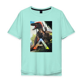 Мужская футболка хлопок Oversize с принтом Ark Survival Evolved в Курске, 100% хлопок | свободный крой, круглый ворот, “спинка” длиннее передней части | Тематика изображения на принте: арк