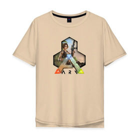 Мужская футболка хлопок Oversize с принтом Ark Survival Evolved в Курске, 100% хлопок | свободный крой, круглый ворот, “спинка” длиннее передней части | Тематика изображения на принте: арк