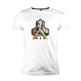 Мужская футболка премиум с принтом Ark Survival Evolved в Курске, 92% хлопок, 8% лайкра | приталенный силуэт, круглый вырез ворота, длина до линии бедра, короткий рукав | Тематика изображения на принте: арк