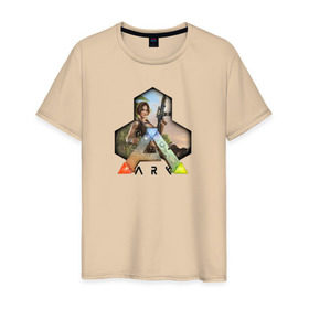 Мужская футболка хлопок с принтом Ark Survival Evolved в Курске, 100% хлопок | прямой крой, круглый вырез горловины, длина до линии бедер, слегка спущенное плечо. | Тематика изображения на принте: арк