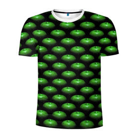 Мужская футболка 3D спортивная с принтом Сочные яблочки в Курске, 100% полиэстер с улучшенными характеристиками | приталенный силуэт, круглая горловина, широкие плечи, сужается к линии бедра | Тематика изображения на принте: паттерн | фрукты | яблоко