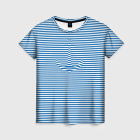 Женская футболка 3D с принтом Тельняшка Якорь в Курске, 100% полиэфир ( синтетическое хлопкоподобное полотно) | прямой крой, круглый вырез горловины, длина до линии бедер | anchor | marine | original | vest | дизайнерская | морская | оригинальная | полоска | тельняшка | якорь