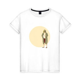 Женская футболка хлопок с принтом Большой Лебовски в Курске, 100% хлопок | прямой крой, круглый вырез горловины, длина до линии бедер, слегка спущенное плечо | the big lebowski | большой лебовски | джефф бриджес