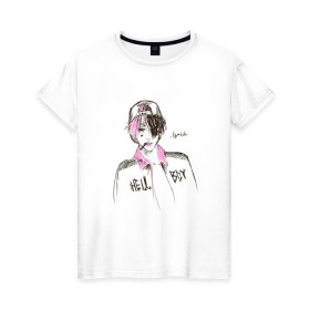 Женская футболка хлопок с принтом Lil Peep Hellboy в Курске, 100% хлопок | прямой крой, круглый вырез горловины, длина до линии бедер, слегка спущенное плечо | lil peep | лил пип