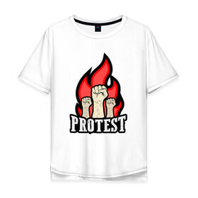 Мужская футболка хлопок Oversize с принтом Протест в Курске, 100% хлопок | свободный крой, круглый ворот, “спинка” длиннее передней части | борьба | кулаки | пламя | протест | революция