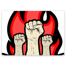 Поздравительная открытка с принтом Протест в Курске, 100% бумага | плотность бумаги 280 г/м2, матовая, на обратной стороне линовка и место для марки
 | Тематика изображения на принте: борьба | кулаки | пламя | протест | революция