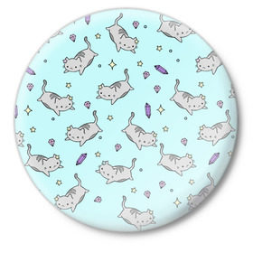 Значок с принтом Кавайные котики в Курске,  металл | круглая форма, металлическая застежка в виде булавки | Тематика изображения на принте: animal | cat | cute | kitty | meow | pet | животное | кот | котенок | котики | мяу