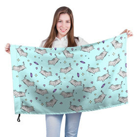 Флаг 3D с принтом Кавайные котики в Курске, 100% полиэстер | плотность ткани — 95 г/м2, размер — 67 х 109 см. Принт наносится с одной стороны | animal | cat | cute | kitty | meow | pet | животное | кот | котенок | котики | мяу