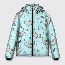 Мужская зимняя куртка 3D с принтом Кавайные котики в Курске, верх — 100% полиэстер; подкладка — 100% полиэстер; утеплитель — 100% полиэстер | длина ниже бедра, свободный силуэт Оверсайз. Есть воротник-стойка, отстегивающийся капюшон и ветрозащитная планка. 

Боковые карманы с листочкой на кнопках и внутренний карман на молнии. | animal | cat | cute | kitty | meow | pet | животное | кот | котенок | котики | мяу