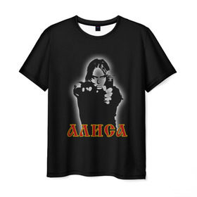 Мужская футболка 3D с принтом Алиса (Константин Кинчев) в Курске, 100% полиэфир | прямой крой, круглый вырез горловины, длина до линии бедер | 