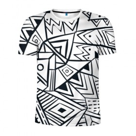 Мужская футболка 3D спортивная с принтом Boho Style 1 в Курске, 100% полиэстер с улучшенными характеристиками | приталенный силуэт, круглая горловина, широкие плечи, сужается к линии бедра | абстракция | арт | линии | рисунок | узор | фигуры | этника