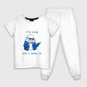 Детская пижама хлопок с принтом Sans в Курске, 100% хлопок |  брюки и футболка прямого кроя, без карманов, на брюках мягкая резинка на поясе и по низу штанин
 | Тематика изображения на принте: sans | андертейл | подземелье | санс