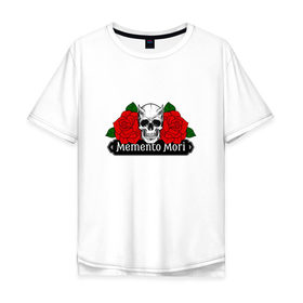 Мужская футболка хлопок Oversize с принтом Memento mori / Помни о смерти в Курске, 100% хлопок | свободный крой, круглый ворот, “спинка” длиннее передней части | rock | roses | skull | розы | череп