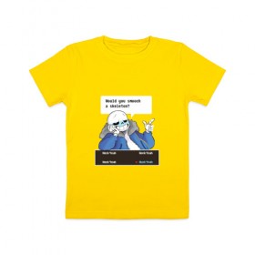 Детская футболка хлопок с принтом Sans в Курске, 100% хлопок | круглый вырез горловины, полуприлегающий силуэт, длина до линии бедер | sans | андертейл | подземелье | санс