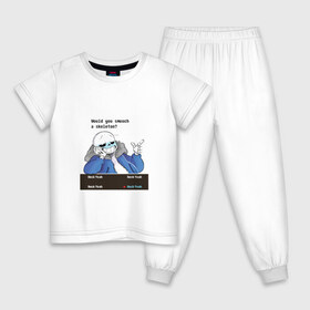 Детская пижама хлопок с принтом Sans в Курске, 100% хлопок |  брюки и футболка прямого кроя, без карманов, на брюках мягкая резинка на поясе и по низу штанин
 | sans | андертейл | подземелье | санс
