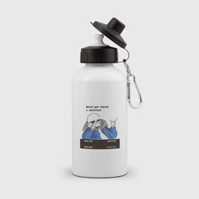 Бутылка спортивная с принтом Sans в Курске, металл | емкость — 500 мл, в комплекте две пластиковые крышки и карабин для крепления | Тематика изображения на принте: sans | андертейл | подземелье | санс