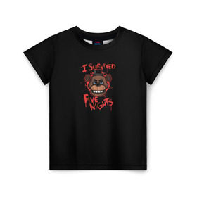 Детская футболка 3D с принтом Five Nights At Freddy`s в Курске, 100% гипоаллергенный полиэфир | прямой крой, круглый вырез горловины, длина до линии бедер, чуть спущенное плечо, ткань немного тянется | 