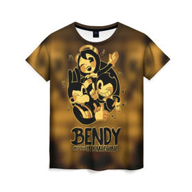Женская футболка 3D с принтом Bendy and the ink machine (32) в Курске, 100% полиэфир ( синтетическое хлопкоподобное полотно) | прямой крой, круглый вырез горловины, длина до линии бедер | bendy | bendy and the ink machine | game | horror | ink | machine | trend | video game | бенди | бэнди