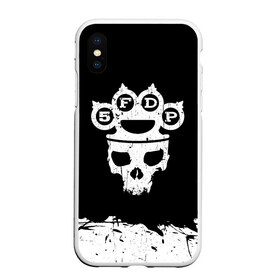 Чехол для iPhone XS Max матовый с принтом Five Finger Death Punch в Курске, Силикон | Область печати: задняя сторона чехла, без боковых панелей | 5fdp | alternative | ffdp | groove | metal | metall | rock | альтернатива | грув | группа | метал | рок | череп