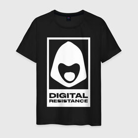 Мужская футболка хлопок с принтом Digital Resistance white в Курске, 100% хлопок | прямой крой, круглый вырез горловины, длина до линии бедер, слегка спущенное плечо. | Тематика изображения на принте: 