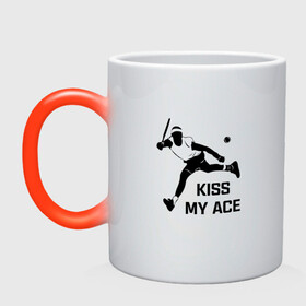 Кружка хамелеон с принтом Kiss My Ace в Курске, керамика | меняет цвет при нагревании, емкость 330 мл | Тематика изображения на принте: теннис