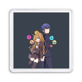 Магнит 55*55 с принтом Toradora в Курске, Пластик | Размер: 65*65 мм; Размер печати: 55*55 мм | Тематика изображения на принте: anime | аниме | карманный тигр | торадора toradora айсака тайга