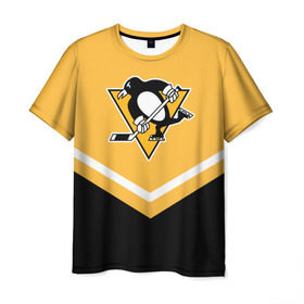 Мужская футболка 3D с принтом Pittsburgh Penguins (Форма 1) в Курске, 100% полиэфир | прямой крой, круглый вырез горловины, длина до линии бедер | питтсбург пингвинз